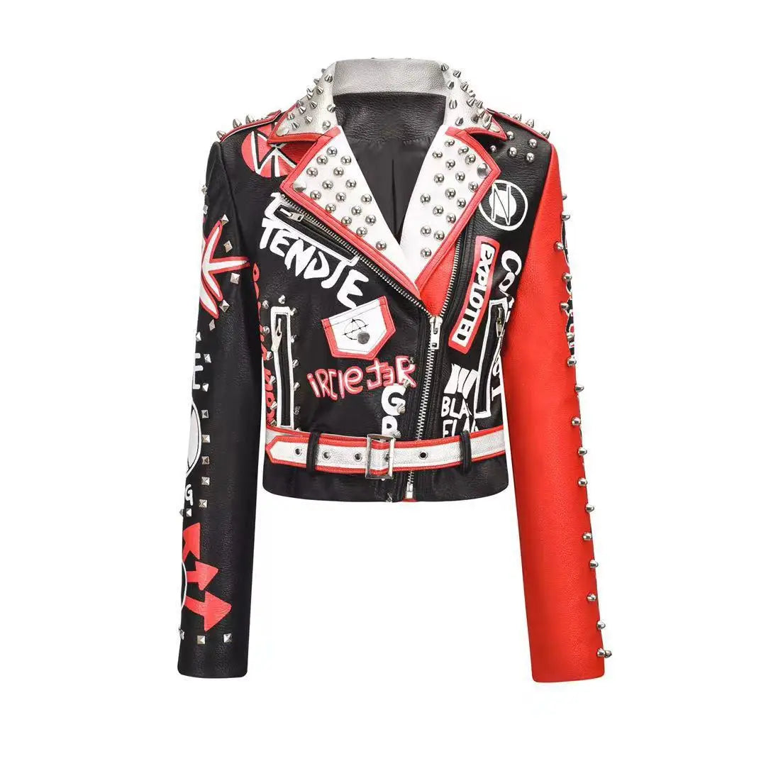 Stylish Riveted Eco-Leather Jacket