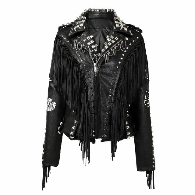 Premium Black Eco-Leather Motorcycle Jacket for Women