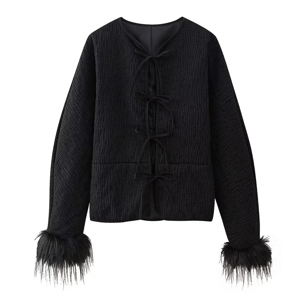 Black Premium Cotton & Polyester Womens Jacket