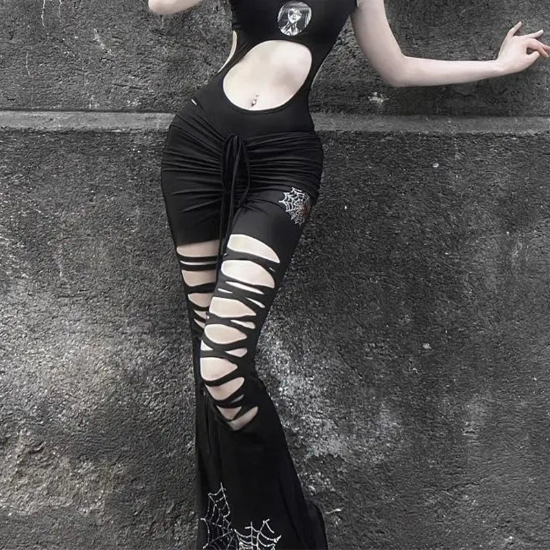 Chic Black Cotton-Polyester Womens Pants