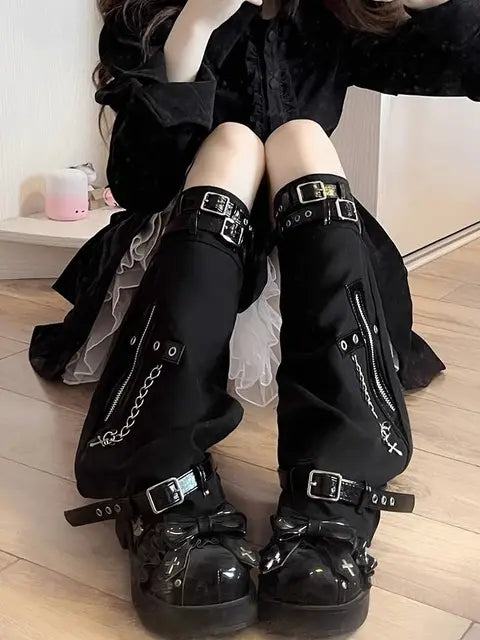 Black Punk Style Leg Warmers Womens Fashion