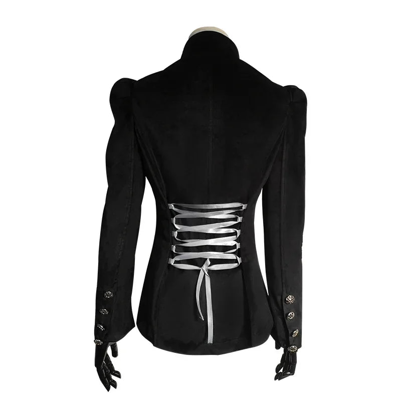 Gothic Velvet Womens Blazer Black Premium Cotton Blend