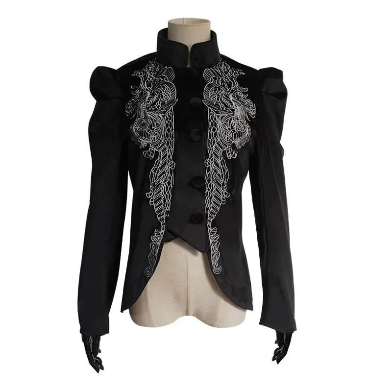 Gothic Velvet Womens Blazer Black Premium Cotton Blend