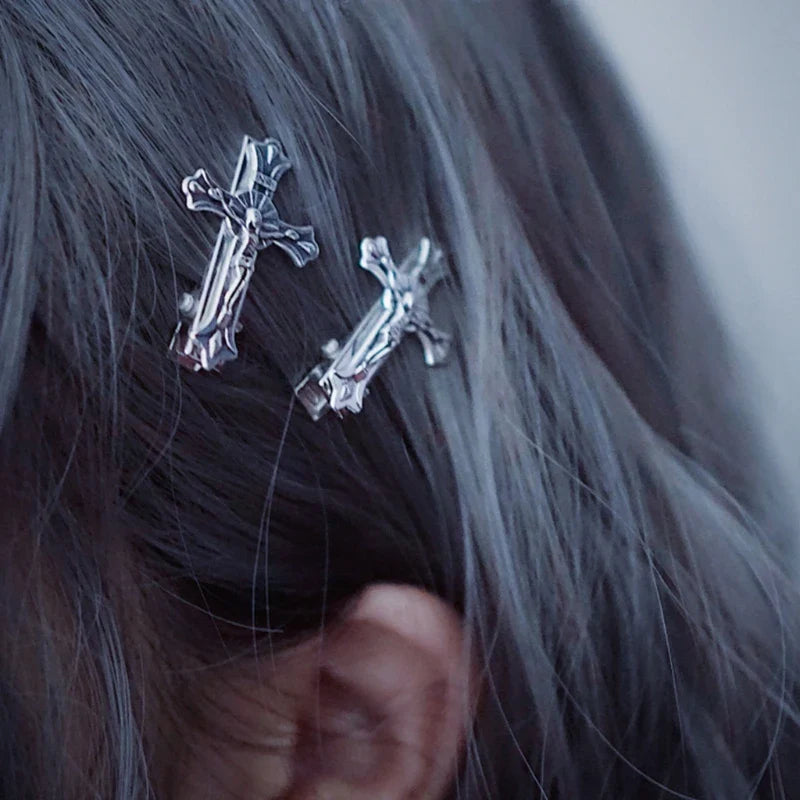 Gothic Style Hair Clips Silver Premium Copper Alloy