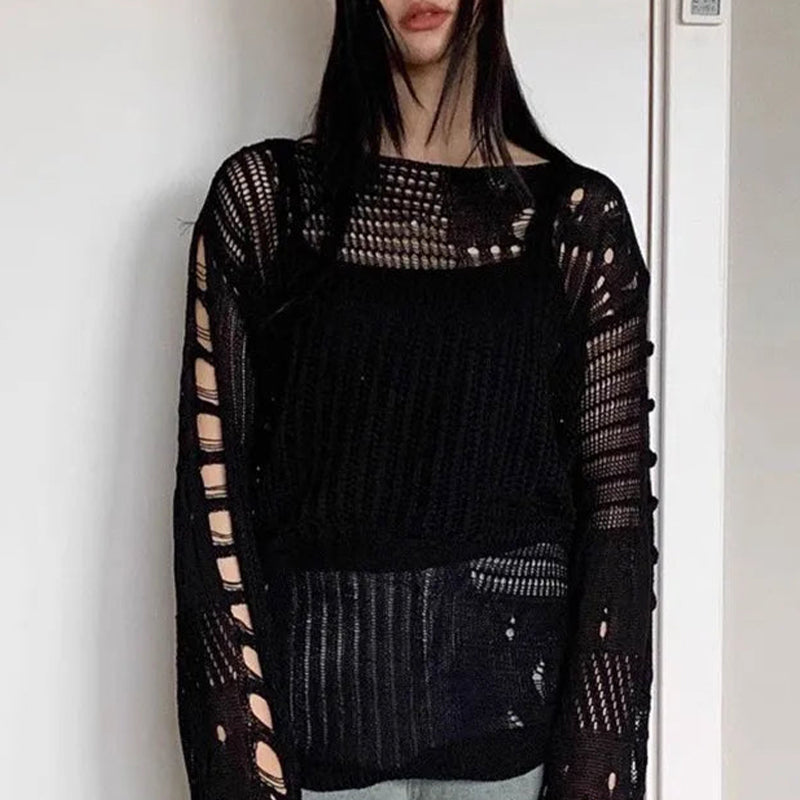 Black Knitted Sweater - Premium Cotton & Polyester Blend