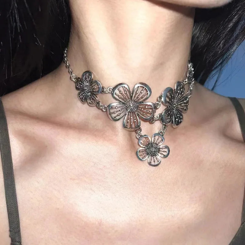 Bohemian Style Silver Choker Necklace Womens Fashion