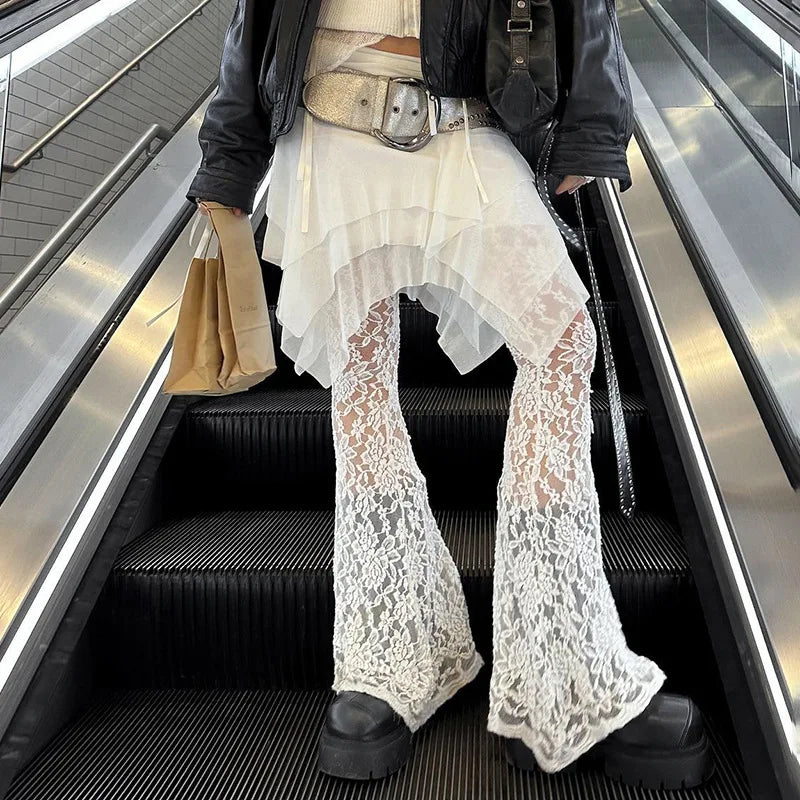 White Lace Blend Womens Pants - Trendy High-Quality Bottoms