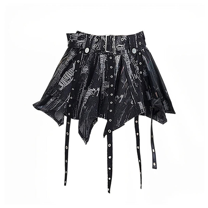 Punk Style Grey Cotton/Polyester Blend Skirt