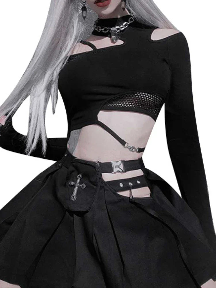 Gothic Top for Women Black Premium Blend Long Sleeve