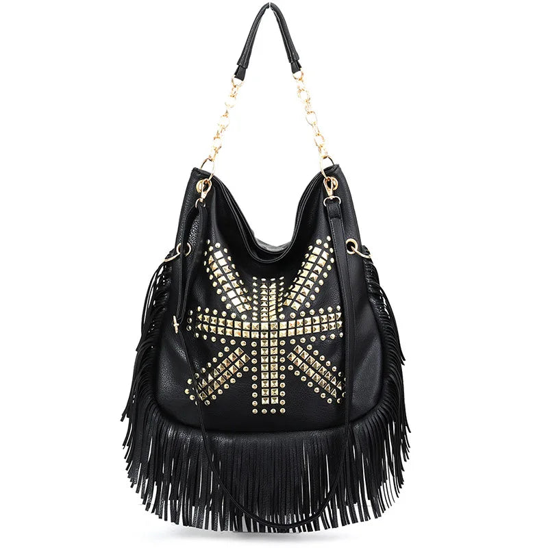 Black Premium Faux Leather Crossbody Bag 34X38X7cm