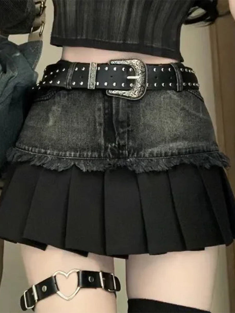 Black Gothic Mini Skirt Women Premium Cotton Polyester Blend