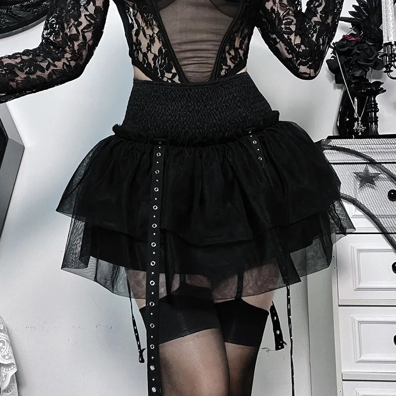 Black Gothic Cotton Polyester Blend Womens Skirt