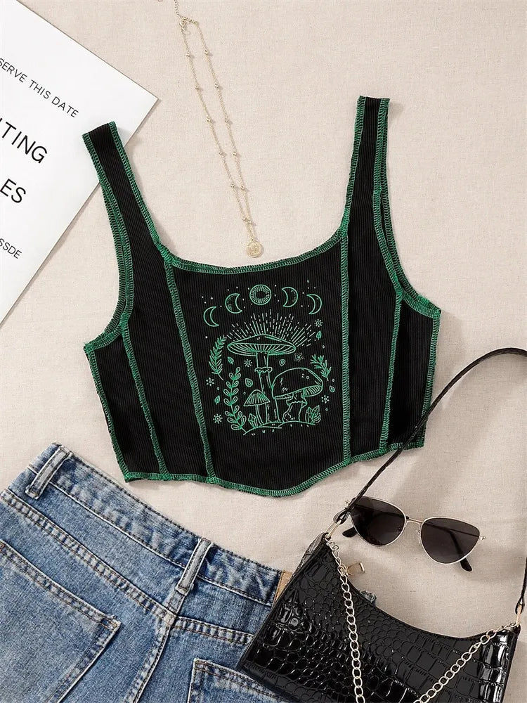 Black Gothic Crop Top Womens Shirt