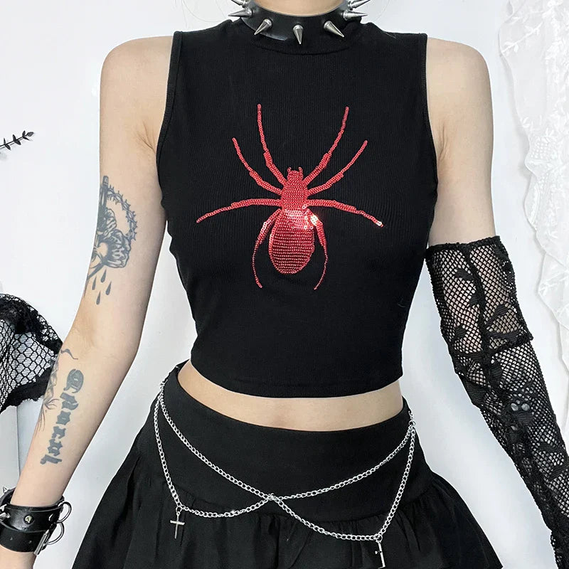 Black Gothic Tank Top for Women - Premium Cotton Polyester Blend
