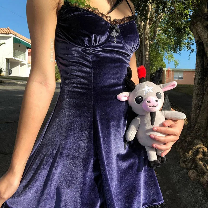 Purple Velvet Womens Dress Premium Cotton Blend