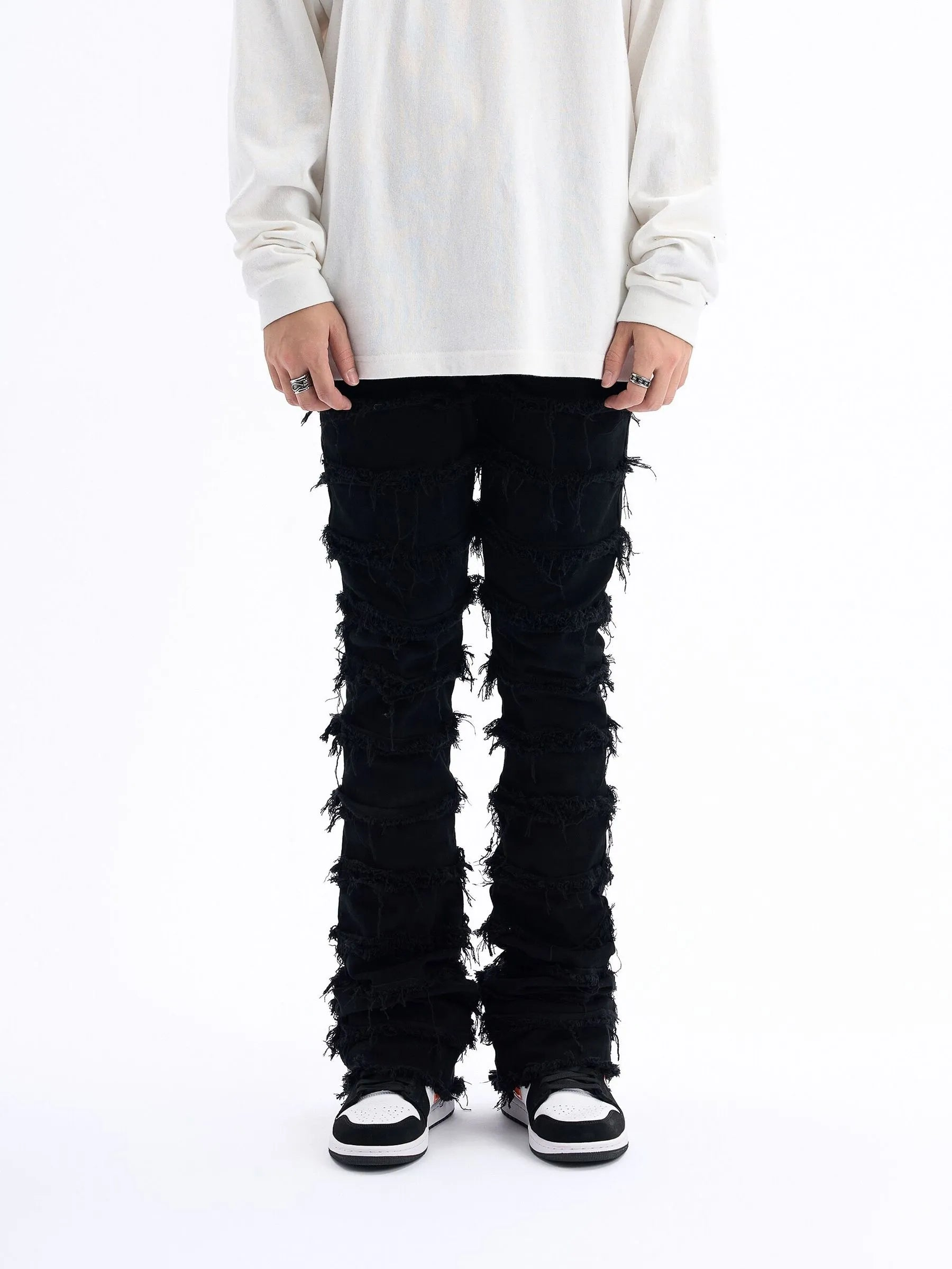 Slim Fit Cotton Blend Mens Black Pants