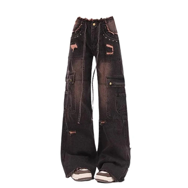 Vintage High-Quality Black Denim Jeans for Women