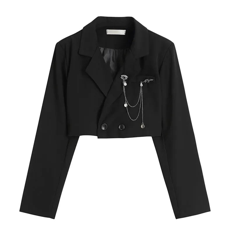 Short Cotton & Polyester Blend Blazer for Women
