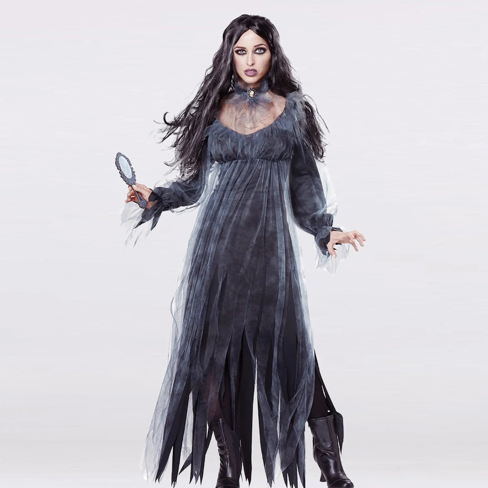 Elegant Gothic Black Maxi Dress for Women