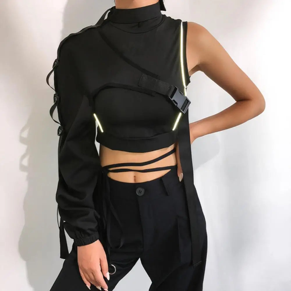 Black Crop Top in Premium Cotton & Polyester Blend