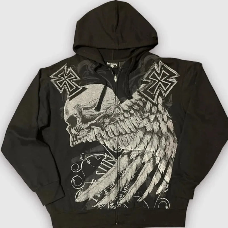 Brown Skull Graphic Sweatshirt for Women