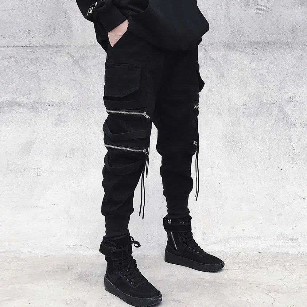 Black Zipper Joggers for Men Premium Cotton Polyester Blend