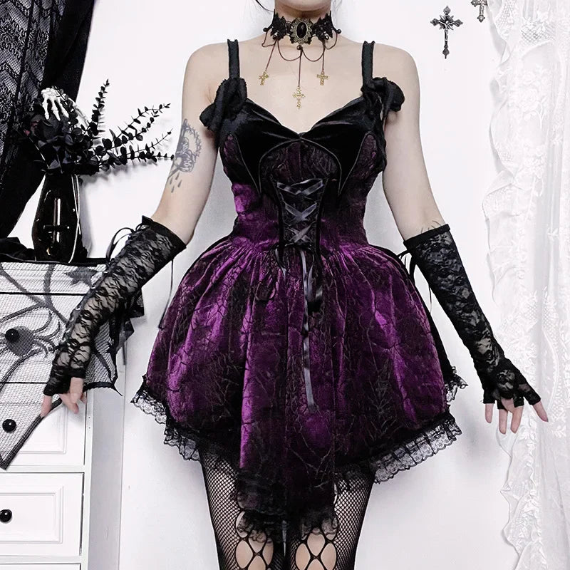 Purple Velvet Womens Dress Premium Cotton Blend Showstopper