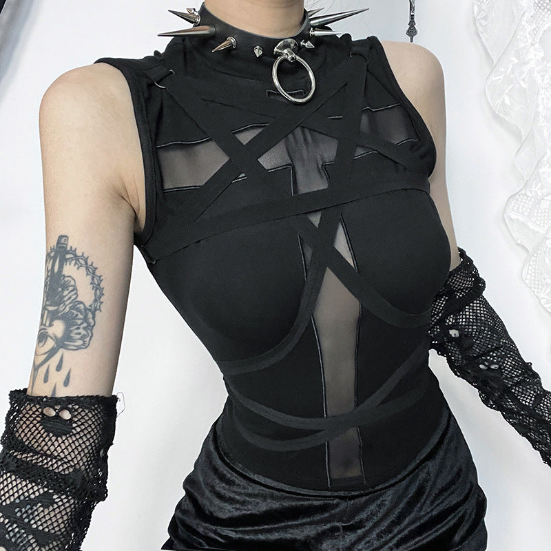 Black Premium Gothic Tank Top Womens Stylish Cotton Polyester Blend