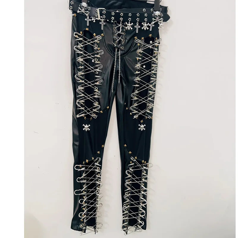 Gothic Faux Leather Mens Pants - Limited Edition