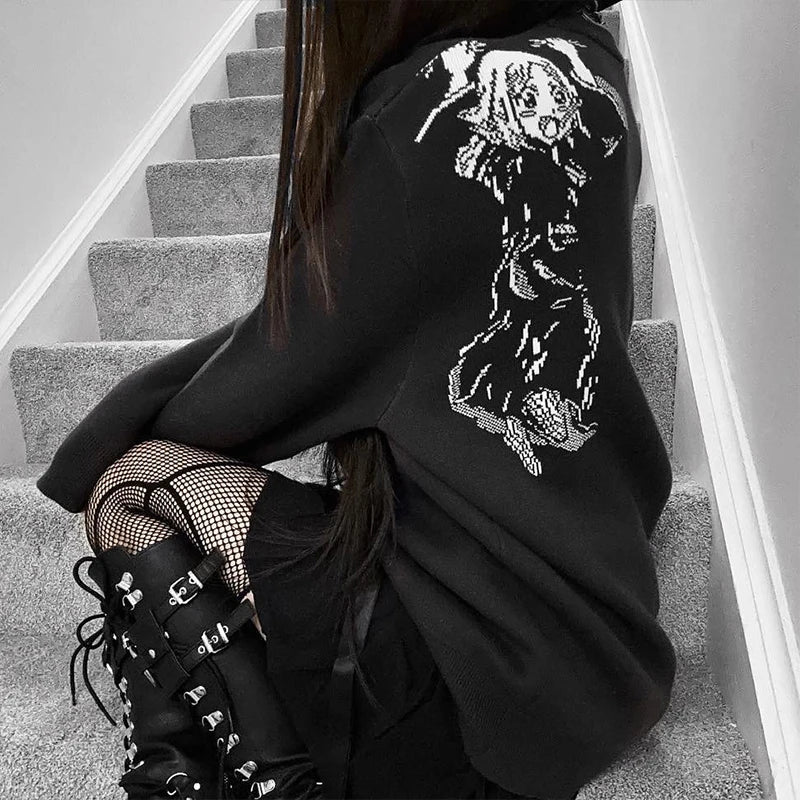 Gothic Style Cotton Polyester Womens Pullover