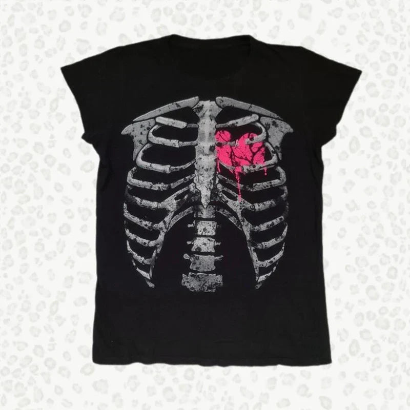 Creative Skull Print Womens Premium Cotton T-Shirt