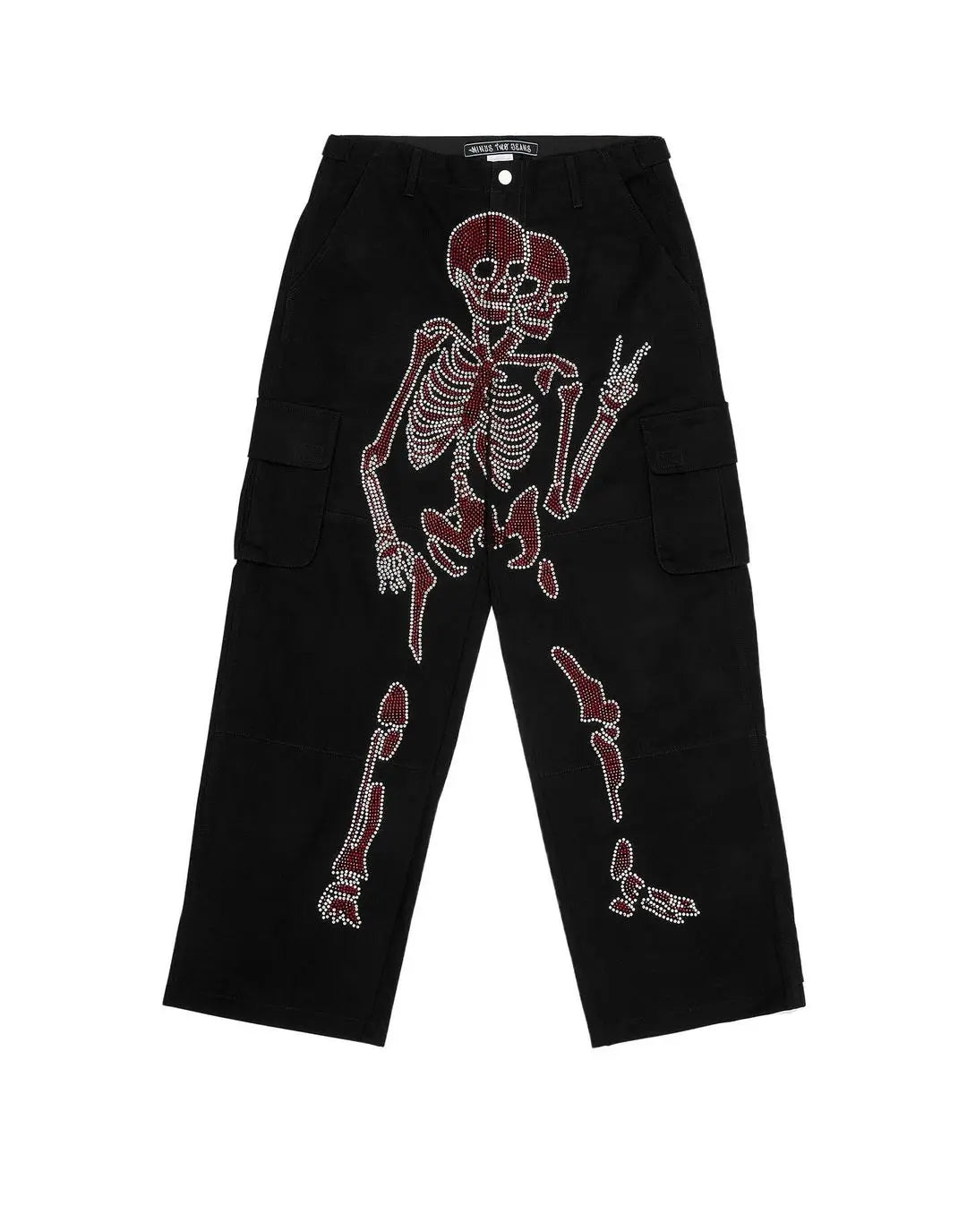 Womens Skull Print Fashion Pants Black Premium Cotton Polyester Blend