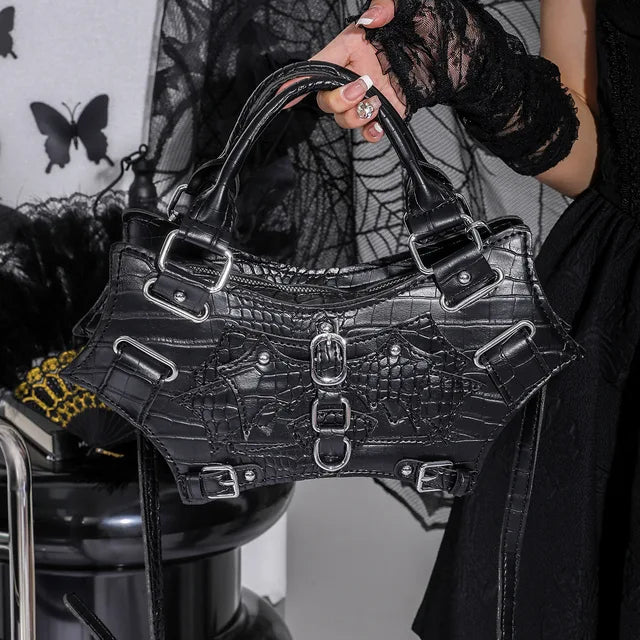 Premium Gothic Style Womens Embossed Crossbody Bag