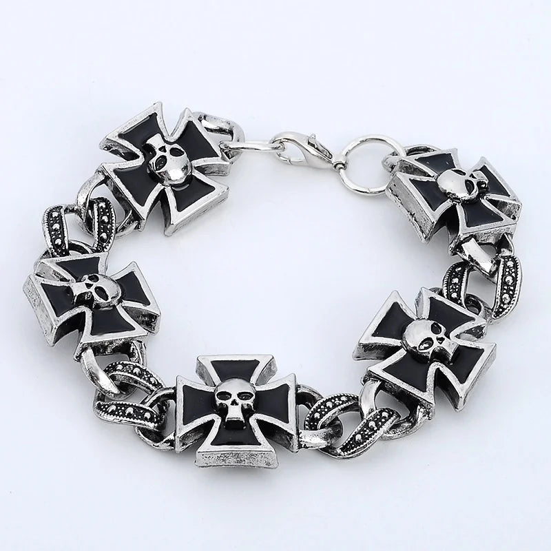 Silver Skull Charm Bracelet for Men