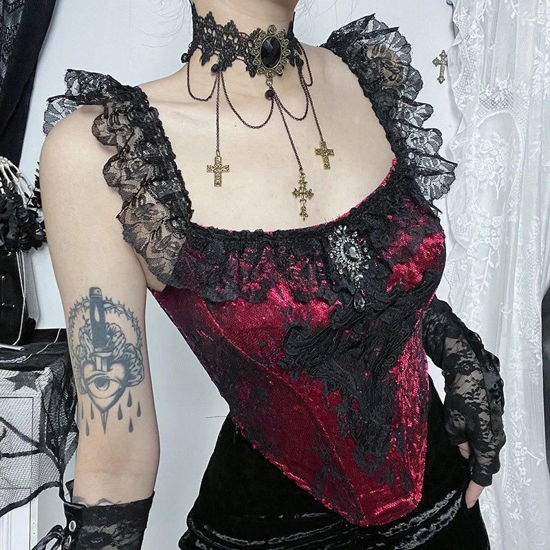 Elegant Gothic Womens Top in Premium Cotton Blend