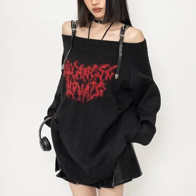 Edgy Gothic Style Womens Jumper - Premium Cotton Blend
