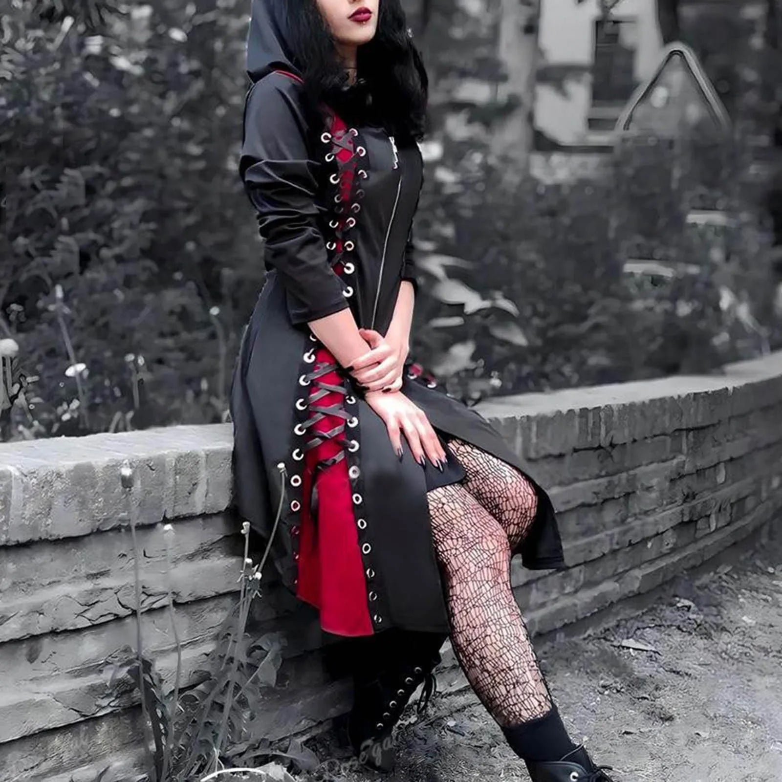 Black Hooded Womens Dress - Premium Cotton & Polyester Blend