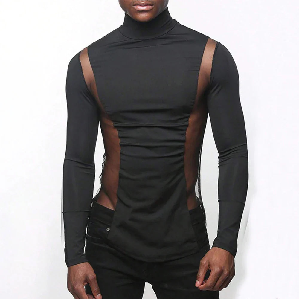 Premium Black Mens Cotton Polyester Blend Casual Top
