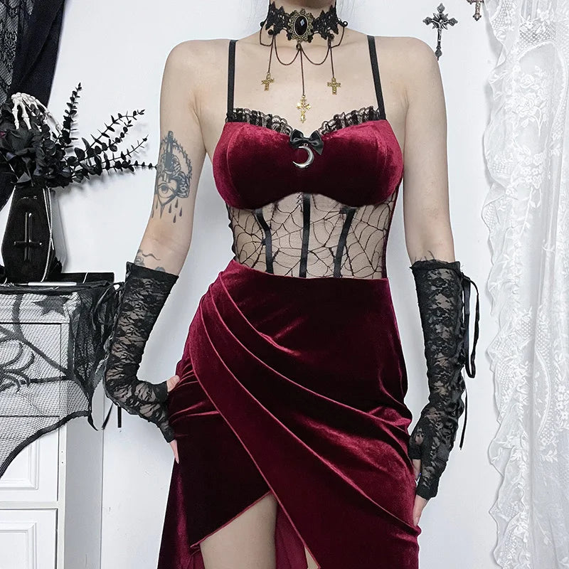 Elegant Gothic Black Dress Premium Cotton Blend