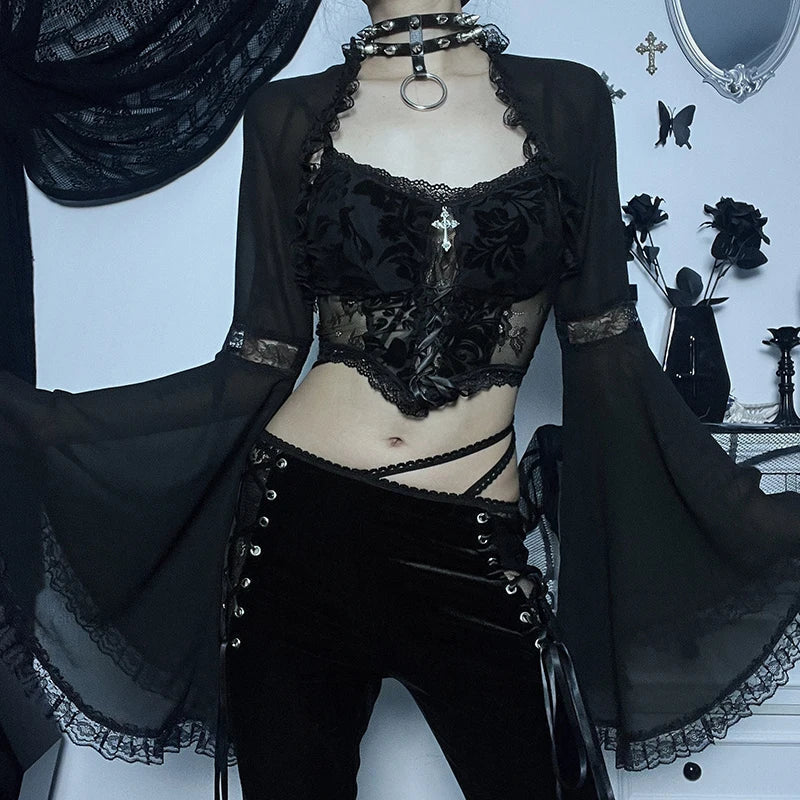Black Gothic Premium Cotton Blend Womens Top