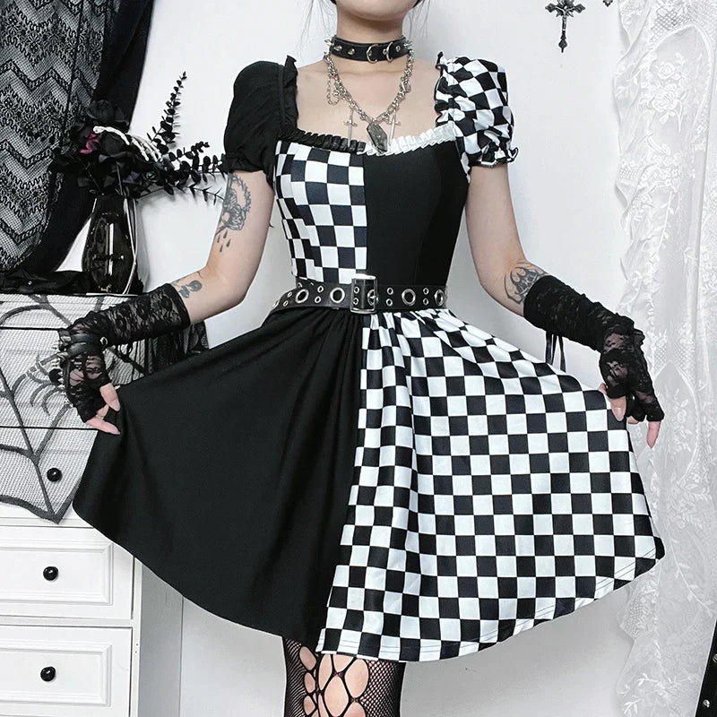 Chic Black Plaid Womens Dress - Premium Cotton Blend