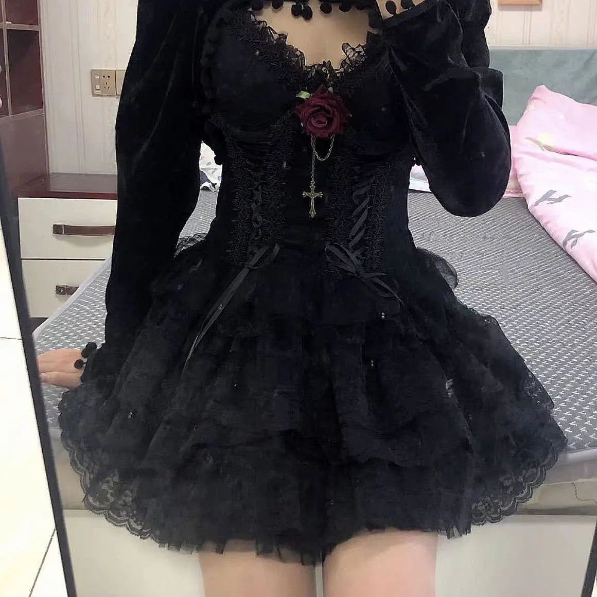 Elegant Black Gothic Skirt | Premium Cotton Blend