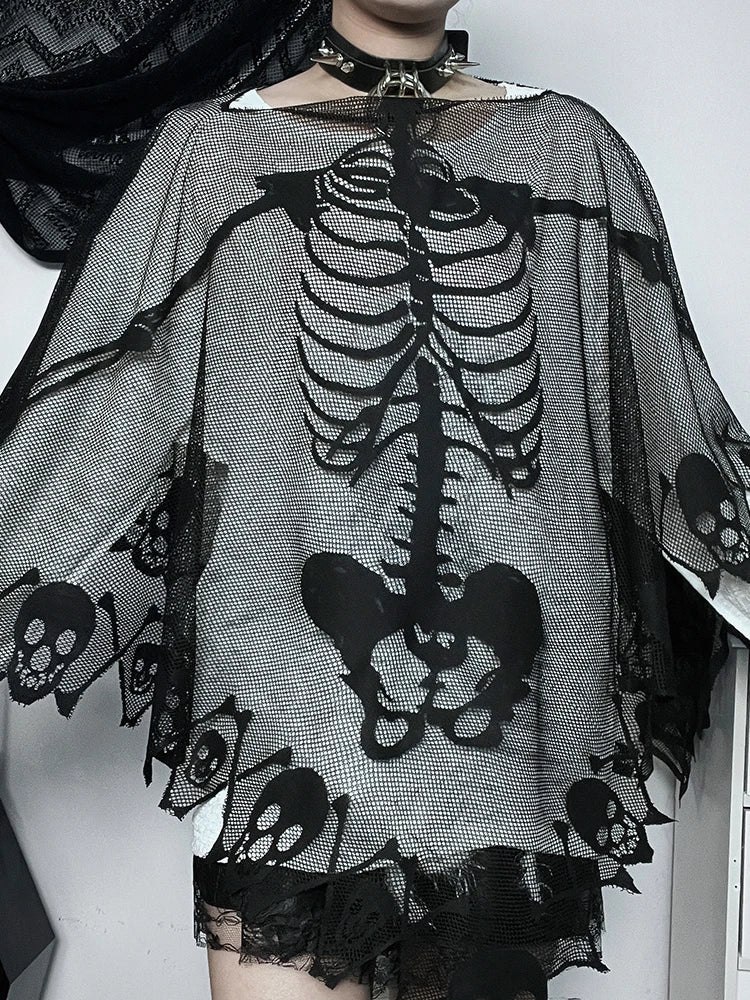 Black Skull Cape Womens Premium Cotton Polyester Blend