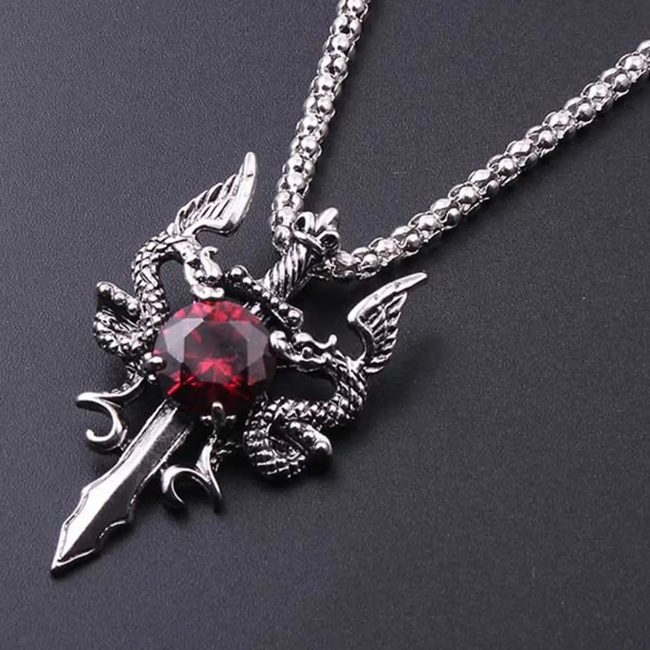Premium Zinc Alloy Unisex Gothic Necklace in Silver 60cm Length