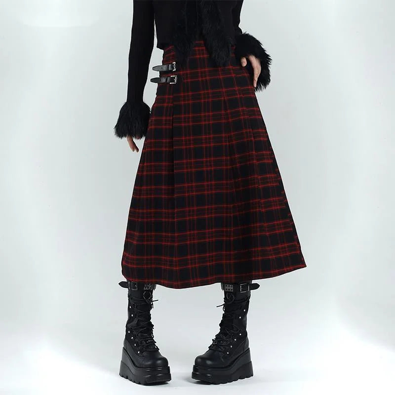 Vintage Womens Gothic Red Skirt - Premium Cotton & Polyester Blend