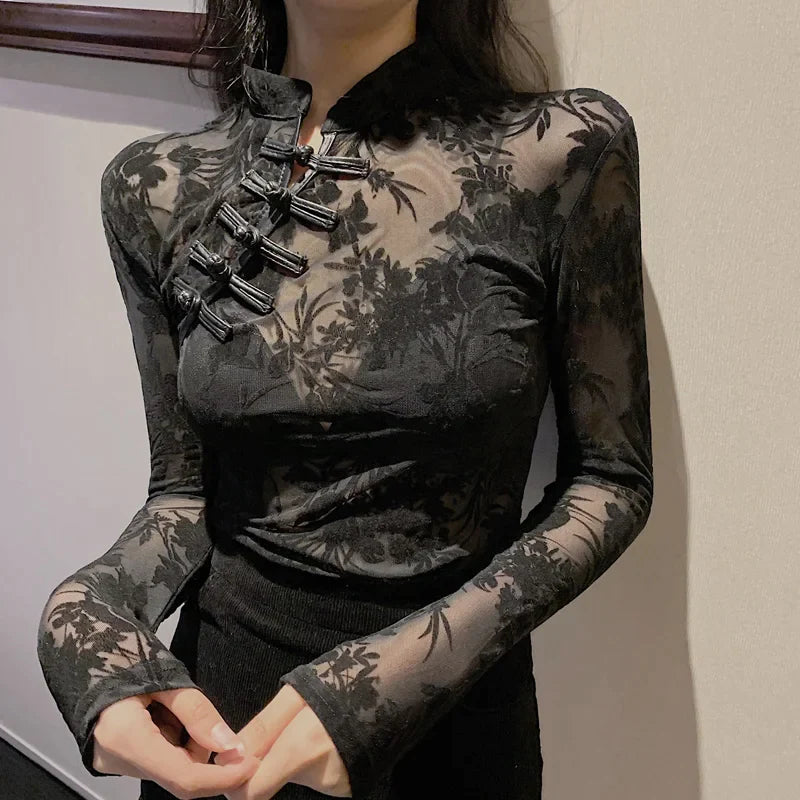 Limited Edition Gothic Cotton Polyester Blend Blouse