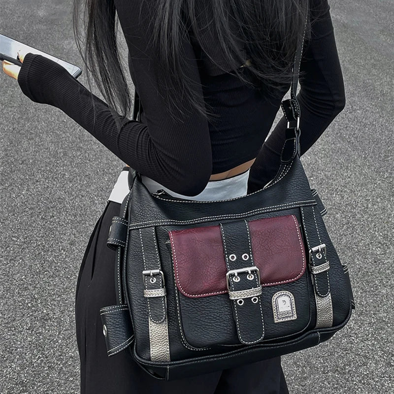 Black Premium PU Leather Crossbody Bag for Women