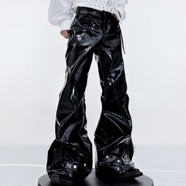 Black Faux Leather Mens Pants 3XL