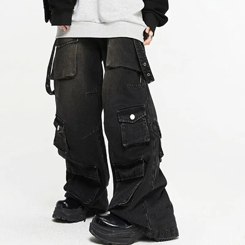 Vintage Black Cotton & Polyester Blend Mens Jeans