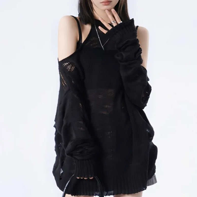 Gothic Womens Black Pullover Top Premium Cotton Polyester Blend
